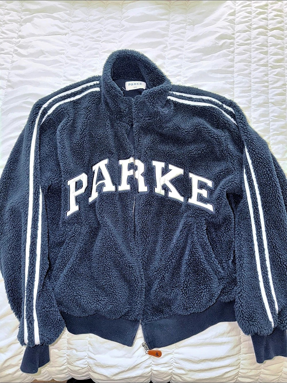 PARKE Sport Stripe Varsity Fleece Zip-Up